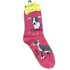 Foozy's Dog Pattern Whippet Crew Socks Pink Women One Size